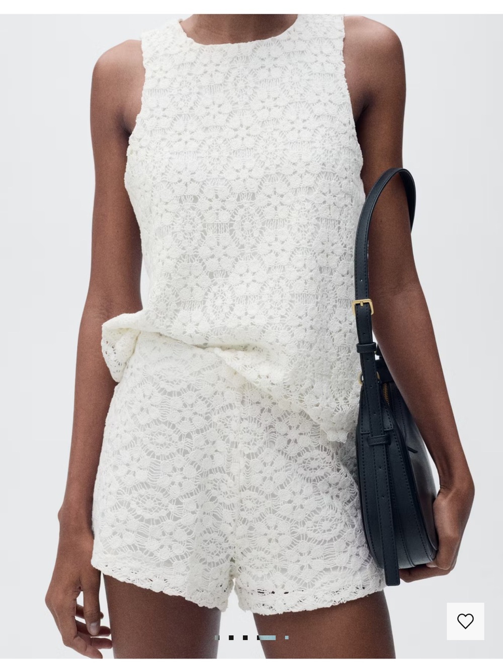 NEW WITH TAGS: MANGO Off-White Crochet Women's Shorts Two Piece Set Size
